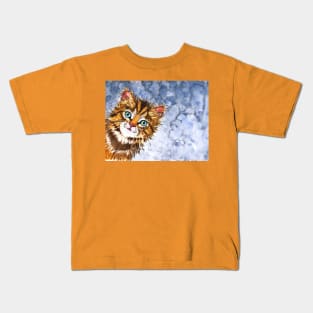 Ginger Kitty Cat painting Kids T-Shirt